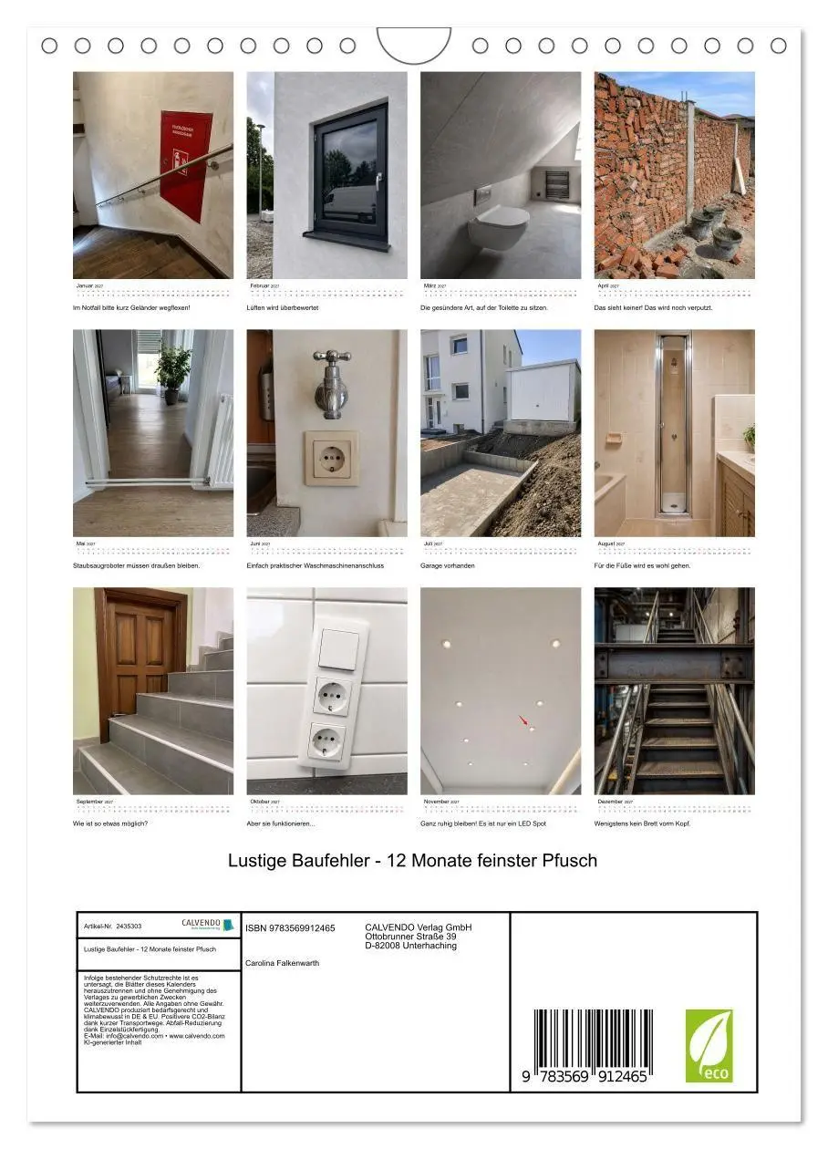 Bild: 9783569912465 | Lustige Baufehler - 12 Monate feinster Pfusch (Wandkalender 2027...