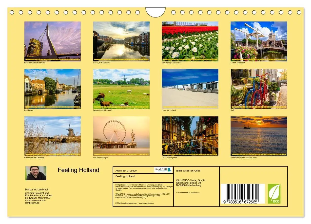 Bild: 9783516672565 | Feeling Holland (Wandkalender 2026 DIN A4 quer), CALVENDO...