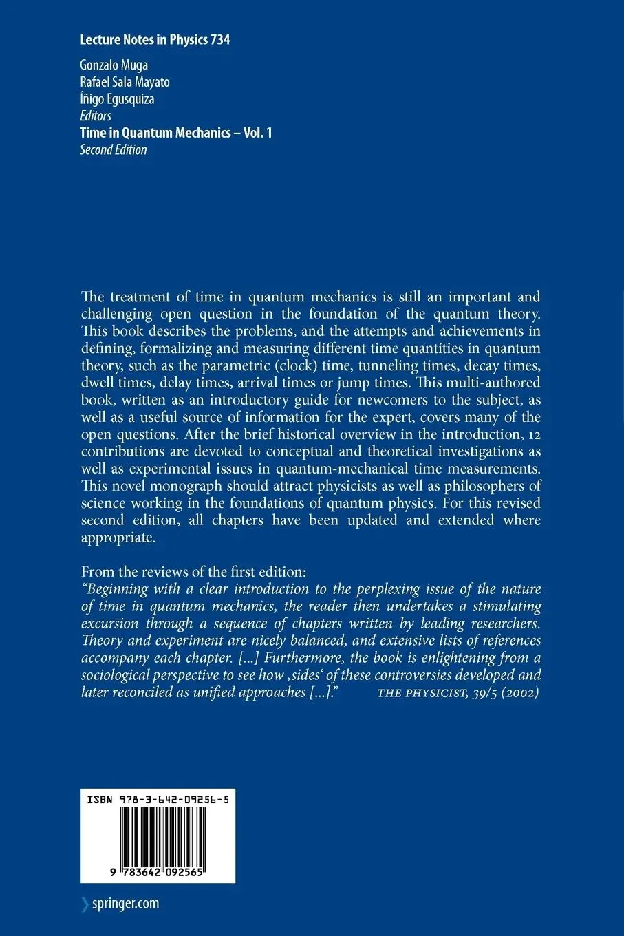 Rückseite: 9783642092565 | Time in Quantum Mechanics | Gonzalo Muga (u. a.) | Taschenbuch | xiv