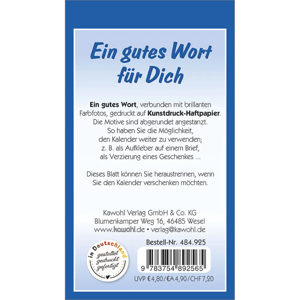 Bild: 9783754892565 | Ein gutes Wort für Dich 2026 | Aufkleber-Kalender | Kalender | Deutsch