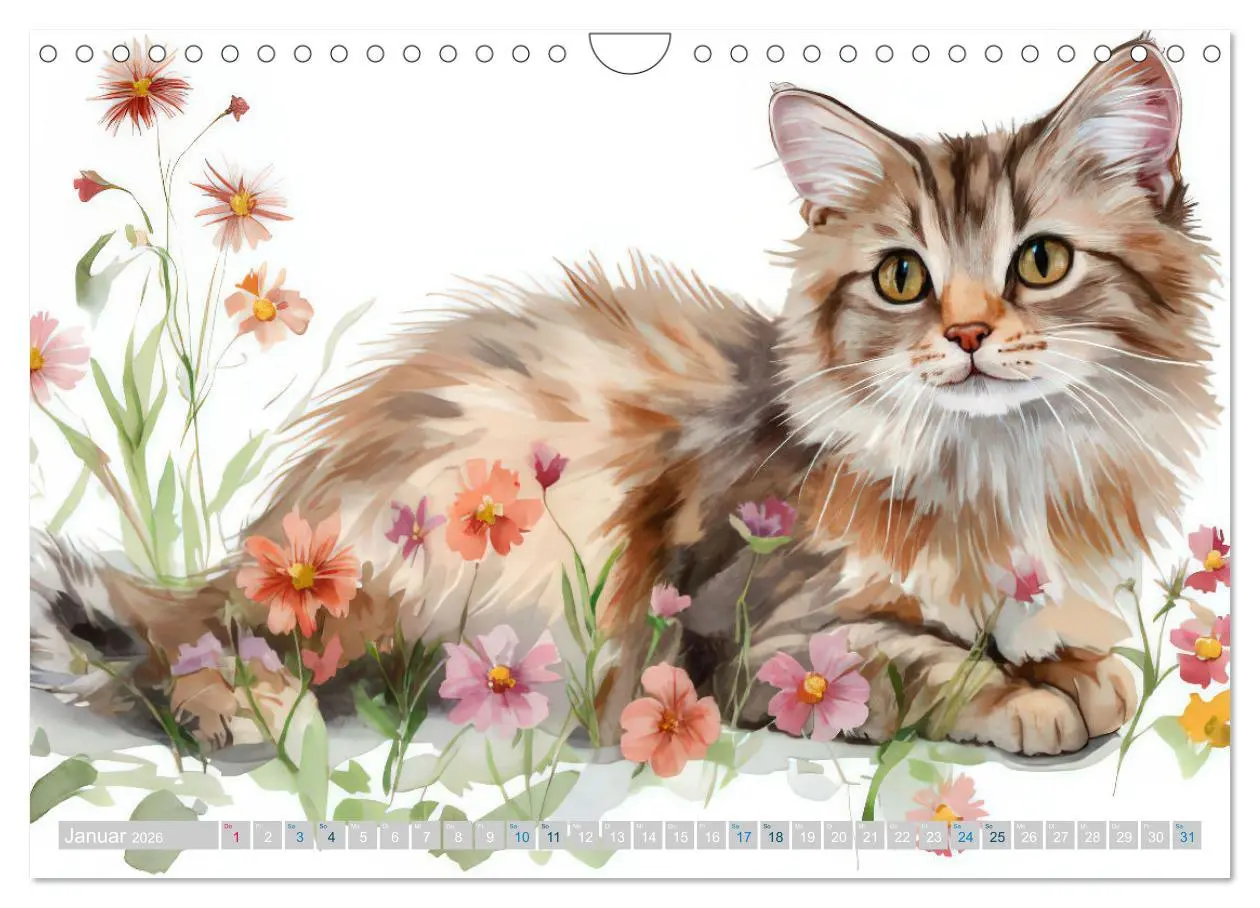 Bild: 9783457262665 | Katzensymphonie in Aquarell (Wandkalender 2026 DIN A4 quer),...