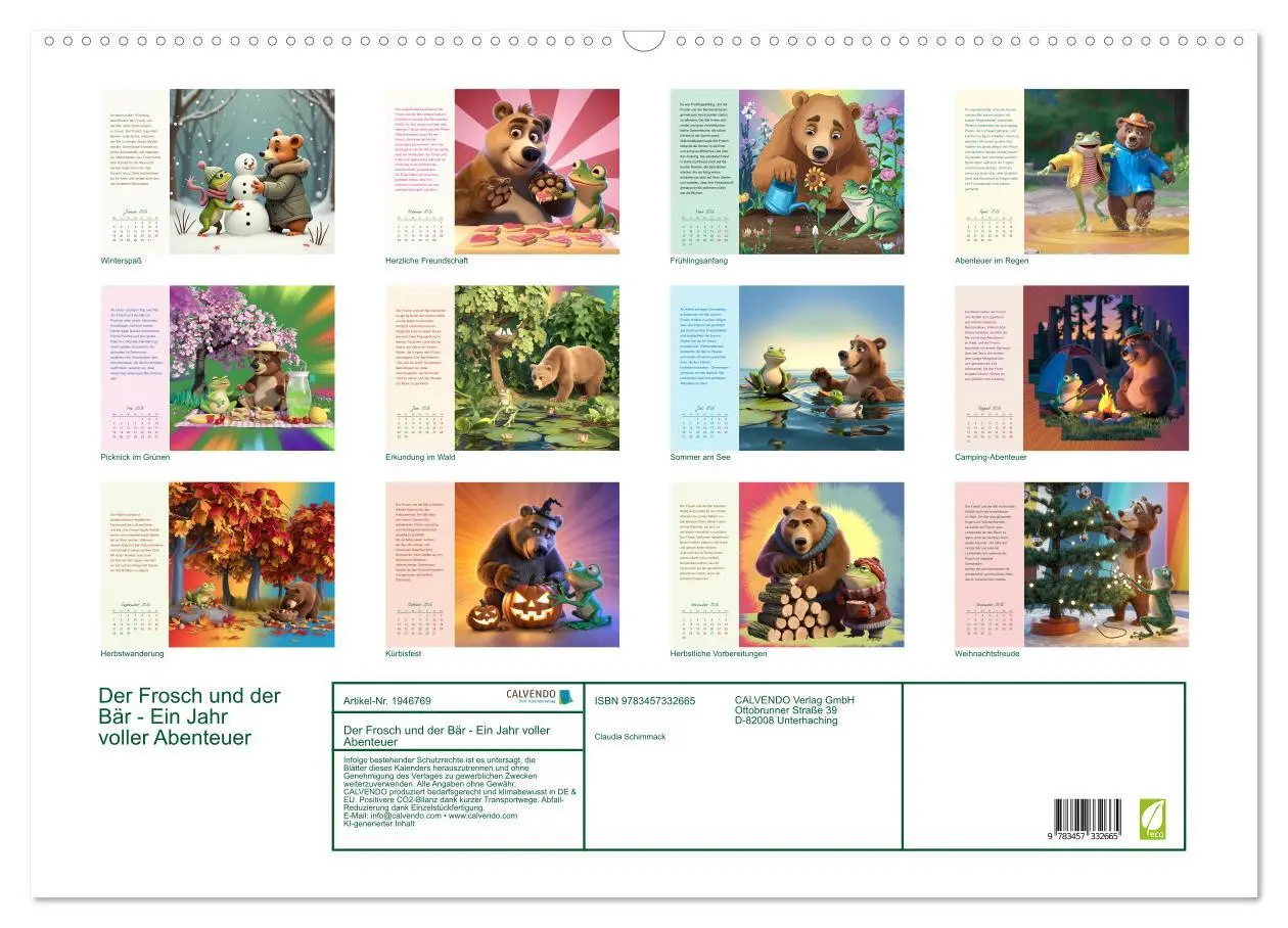 Bild: 9783457332665 | Der Frosch und der Bär - Ein Jahr voller Abenteuer (Wandkalender...