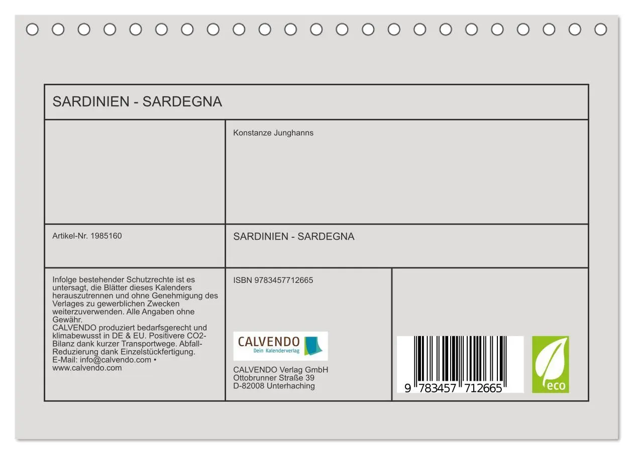 Bild: 9783457712665 | SARDINIEN - SARDEGNA (Tischkalender 2026 DIN A5 quer), CALVENDO...