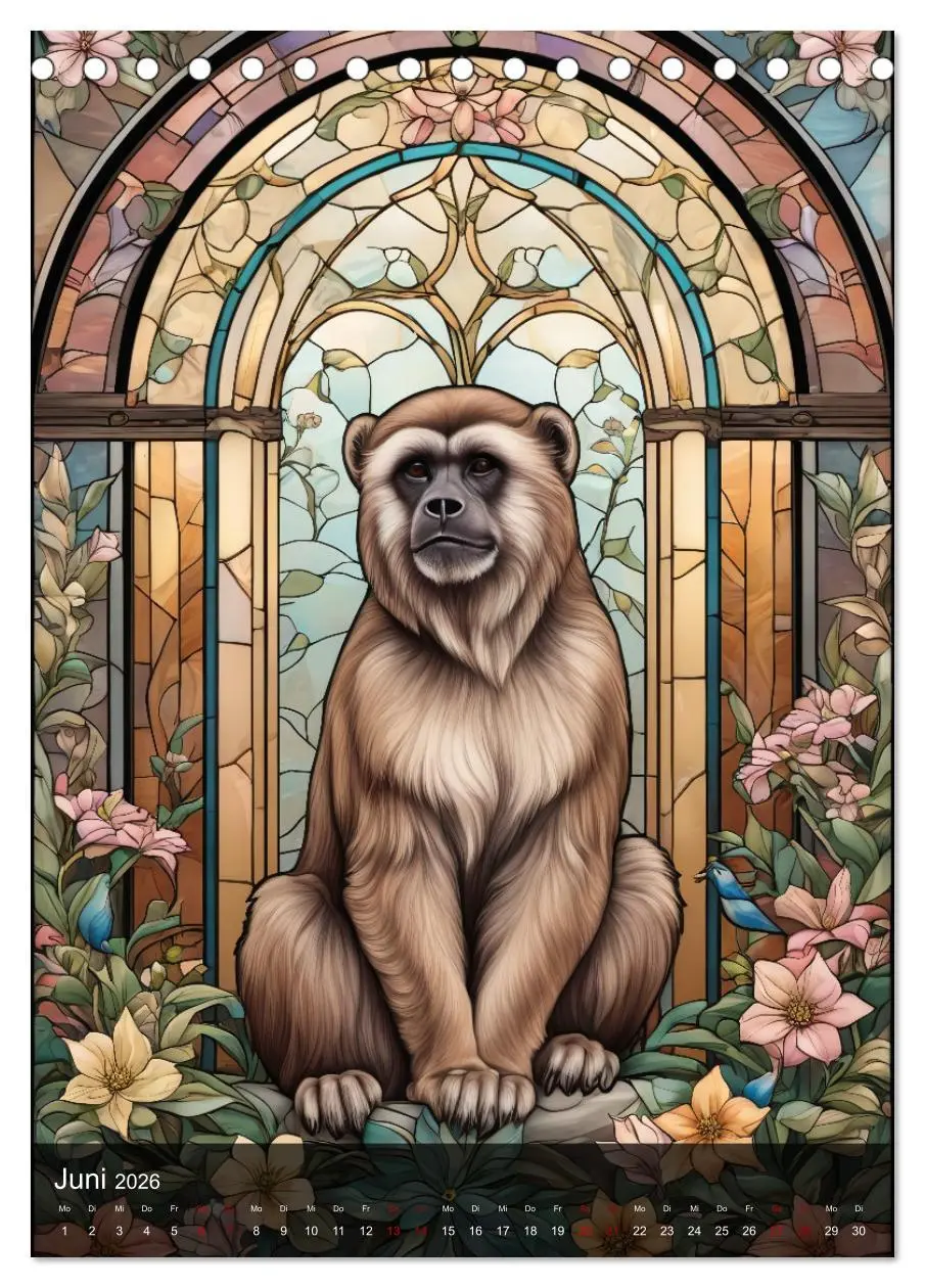 Bild: 9783516282665 | Wildtiere und Glaskunst im Tiffany Stil (Tischkalender 2026 DIN A5...