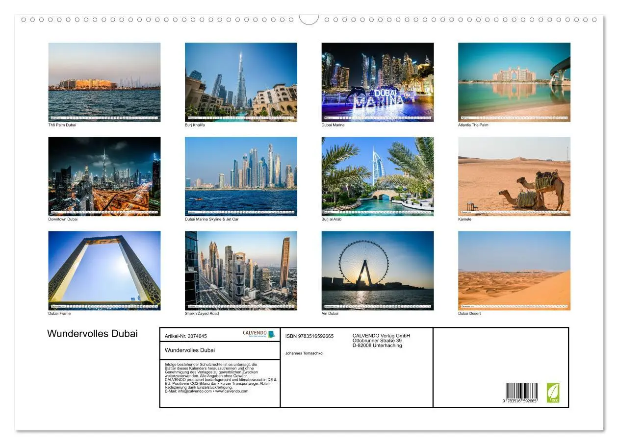 Bild: 9783516592665 | Wundervolles Dubai (Wandkalender 2026 DIN A2 quer), CALVENDO...