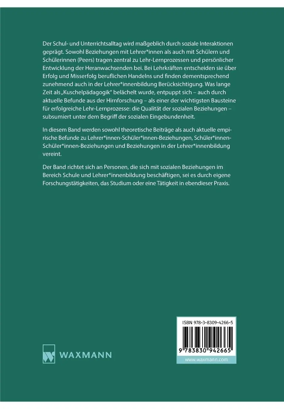 Rückseite: 9783830942665 | Soziale Eingebundenheit | Gerda Hagenauer (u. a.) | Taschenbuch | 2023