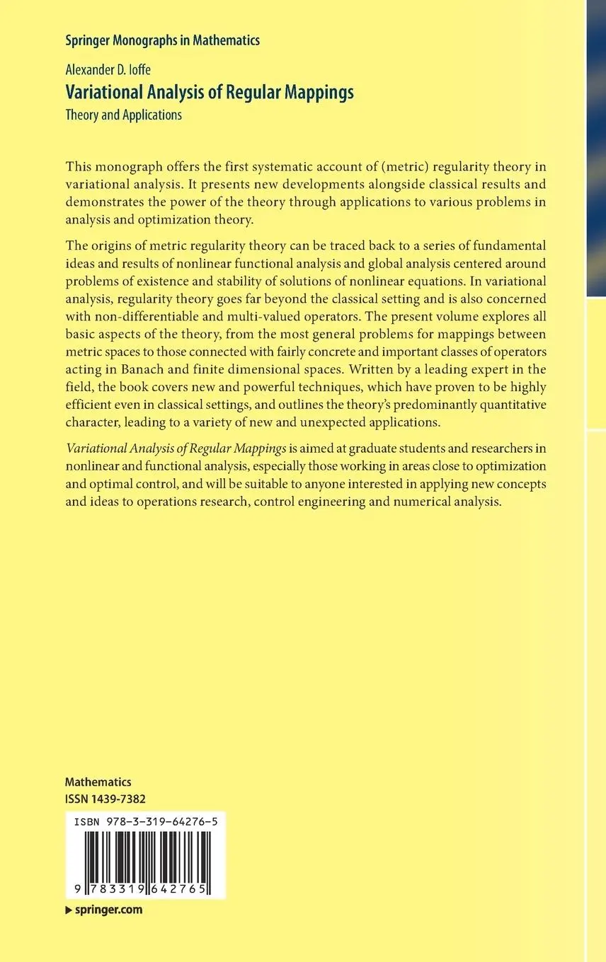 Rückseite: 9783319642765 | Variational Analysis of Regular Mappings | Theory and Applications