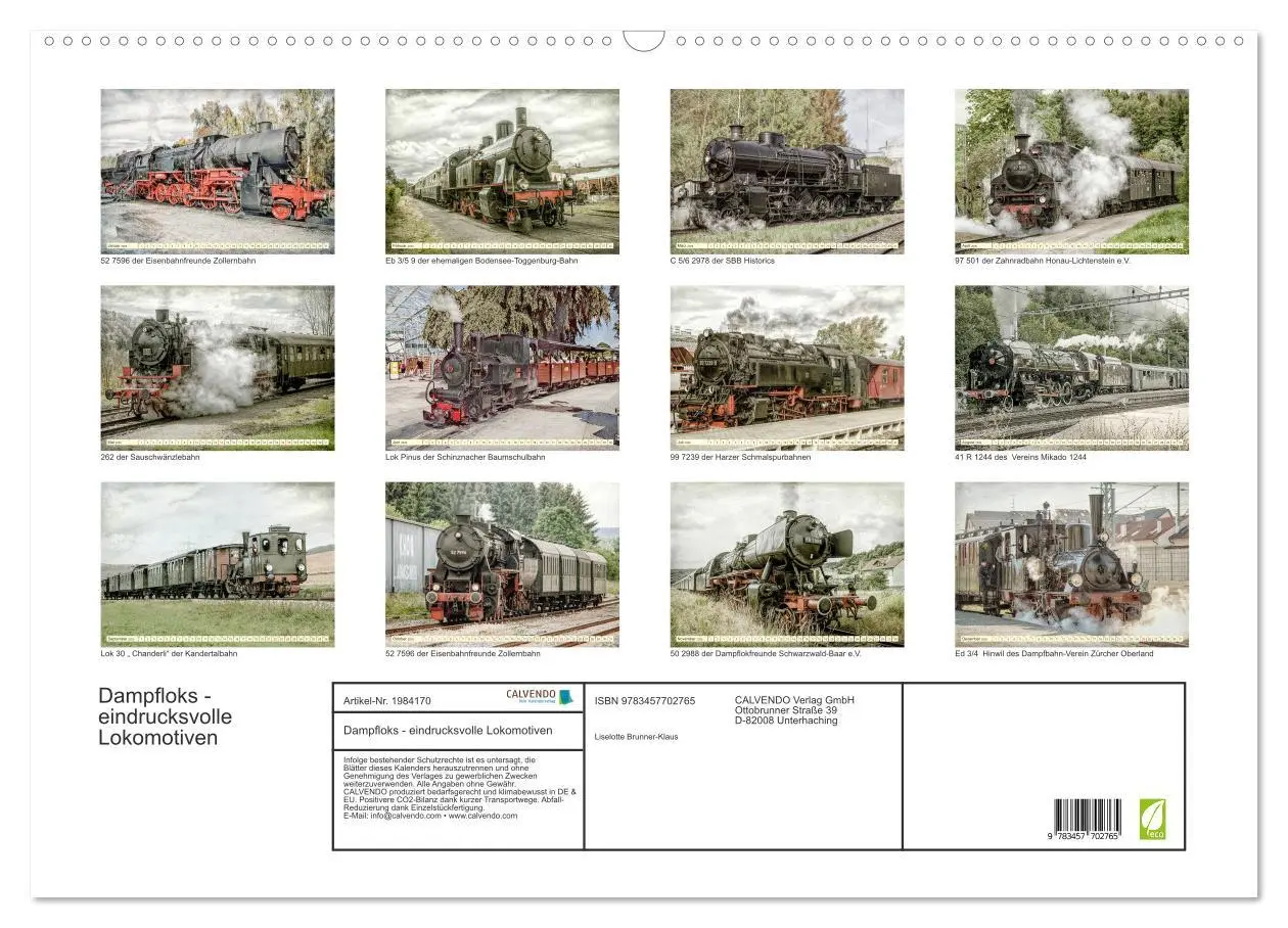 Bild: 9783457702765 | Dampfloks - eindrucksvolle Lokomotiven (Wandkalender 2026 DIN A2...