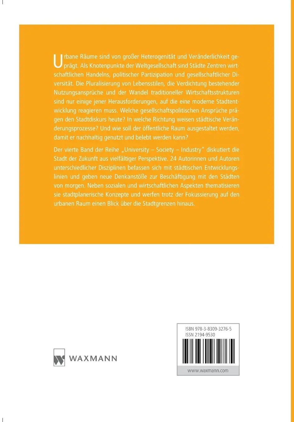 Rückseite: 9783830932765 | Die Stadt der Zukunft | Judith Fritz (u. a.) | Taschenbuch | 288 S.