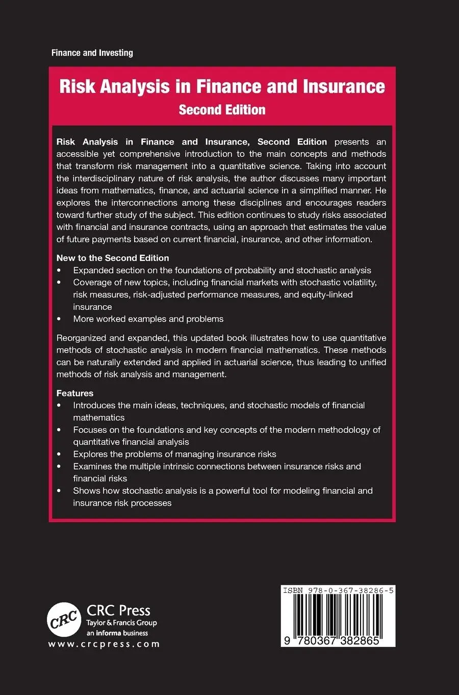 Rückseite: 9780367382865 | Risk Analysis in Finance and Insurance | Alexander Melnikov | Buch