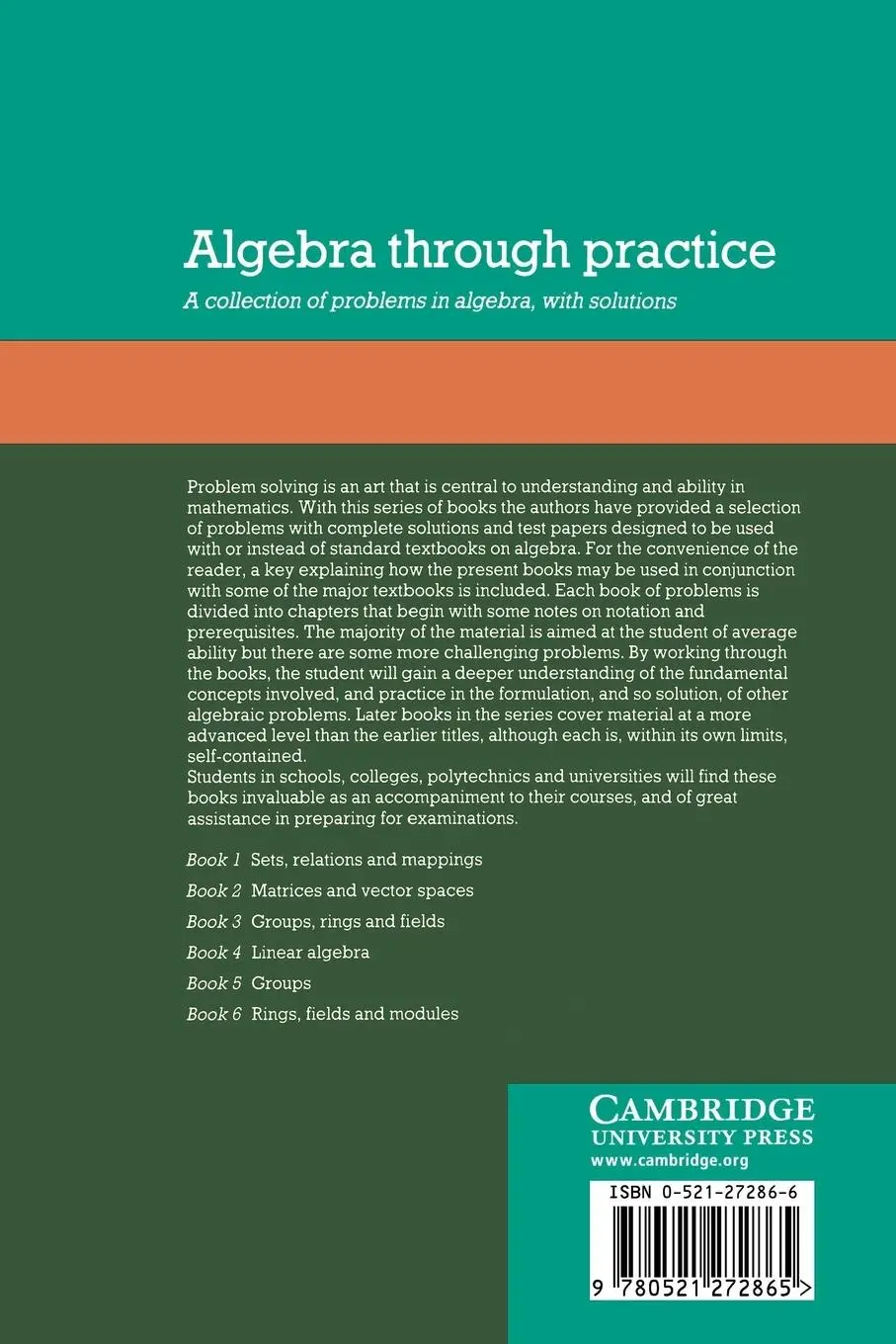 Rückseite: 9780521272865 | Algebra Through Practice | Tom S. Blyth (u. a.) | Taschenbuch | 2003
