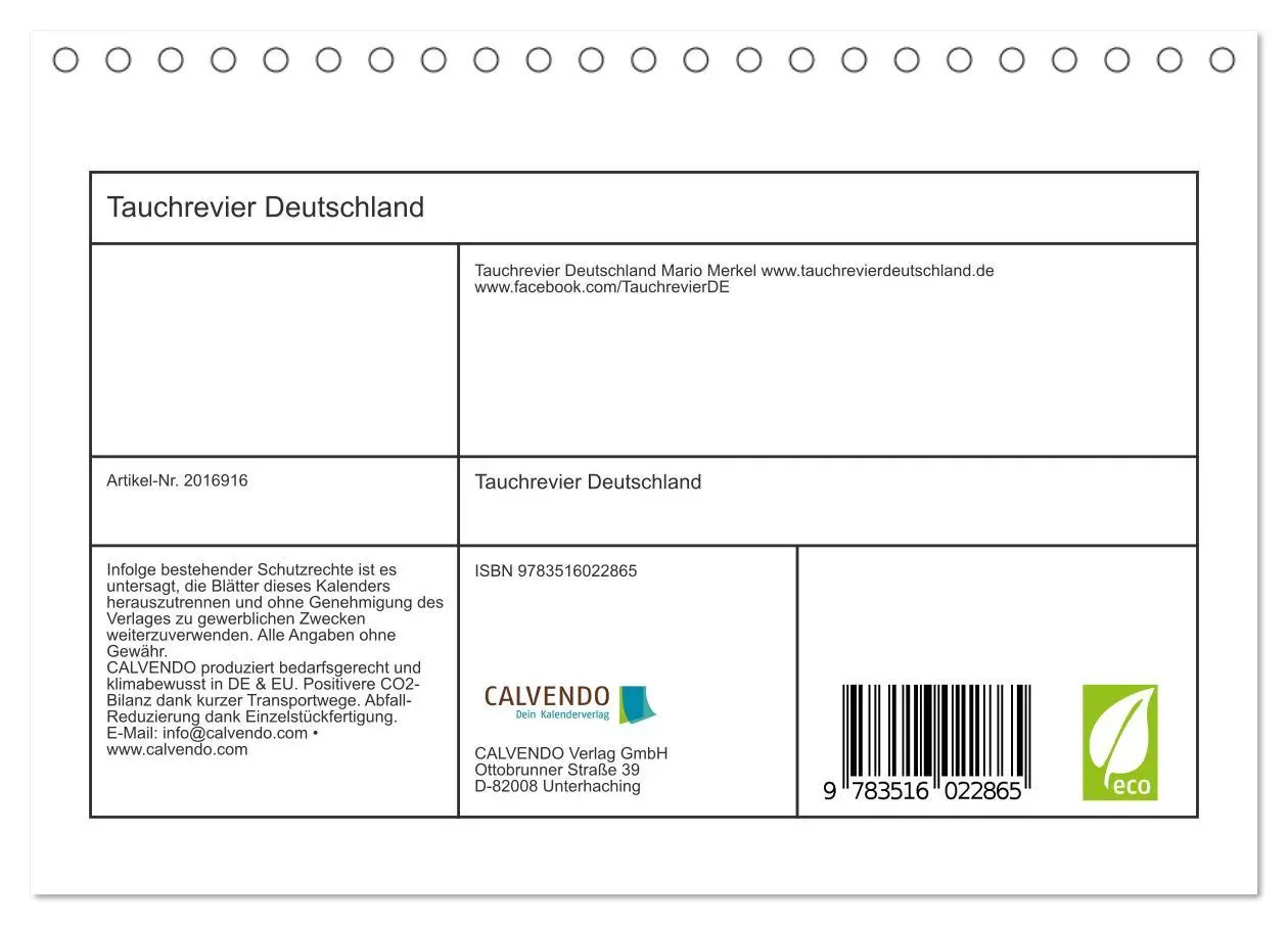 Bild: 9783516022865 | Tauchrevier Deutschland (Tischkalender 2026 DIN A5 quer), CALVENDO...