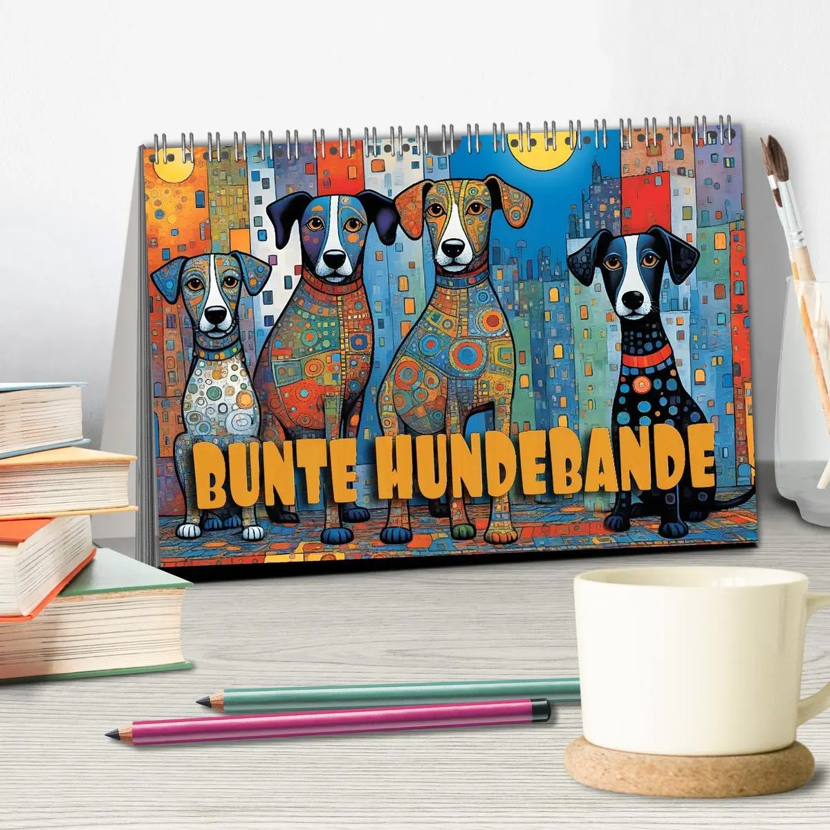 Bild: 9783516642865 | Bunte Hundebande (Tischkalender 2026 DIN A5 quer), CALVENDO...