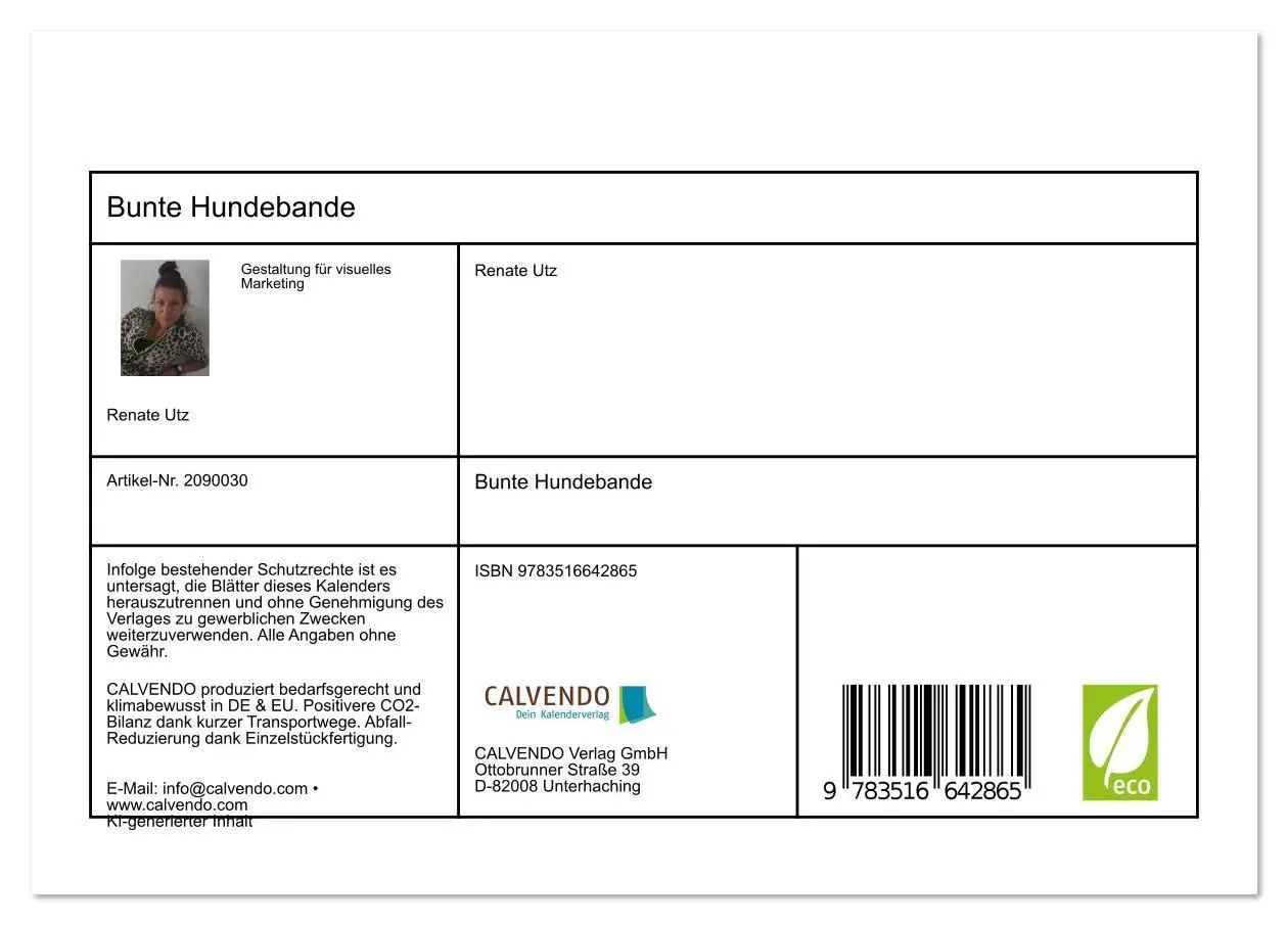Bild: 9783516642865 | Bunte Hundebande (Tischkalender 2026 DIN A5 quer), CALVENDO...