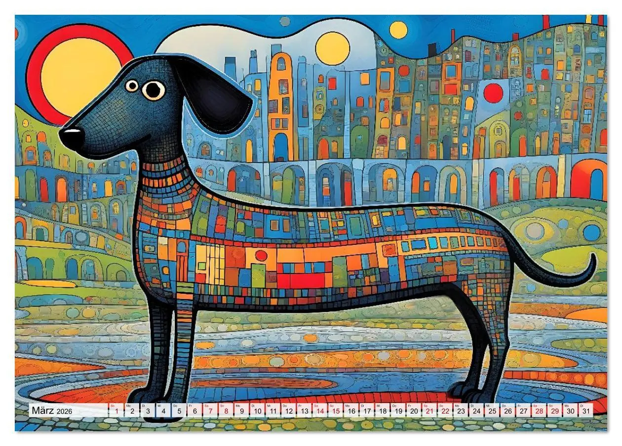 Bild: 9783516642865 | Bunte Hundebande (Tischkalender 2026 DIN A5 quer), CALVENDO...