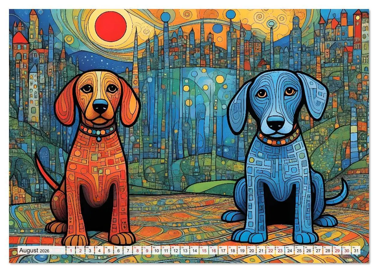 Bild: 9783516642865 | Bunte Hundebande (Tischkalender 2026 DIN A5 quer), CALVENDO...