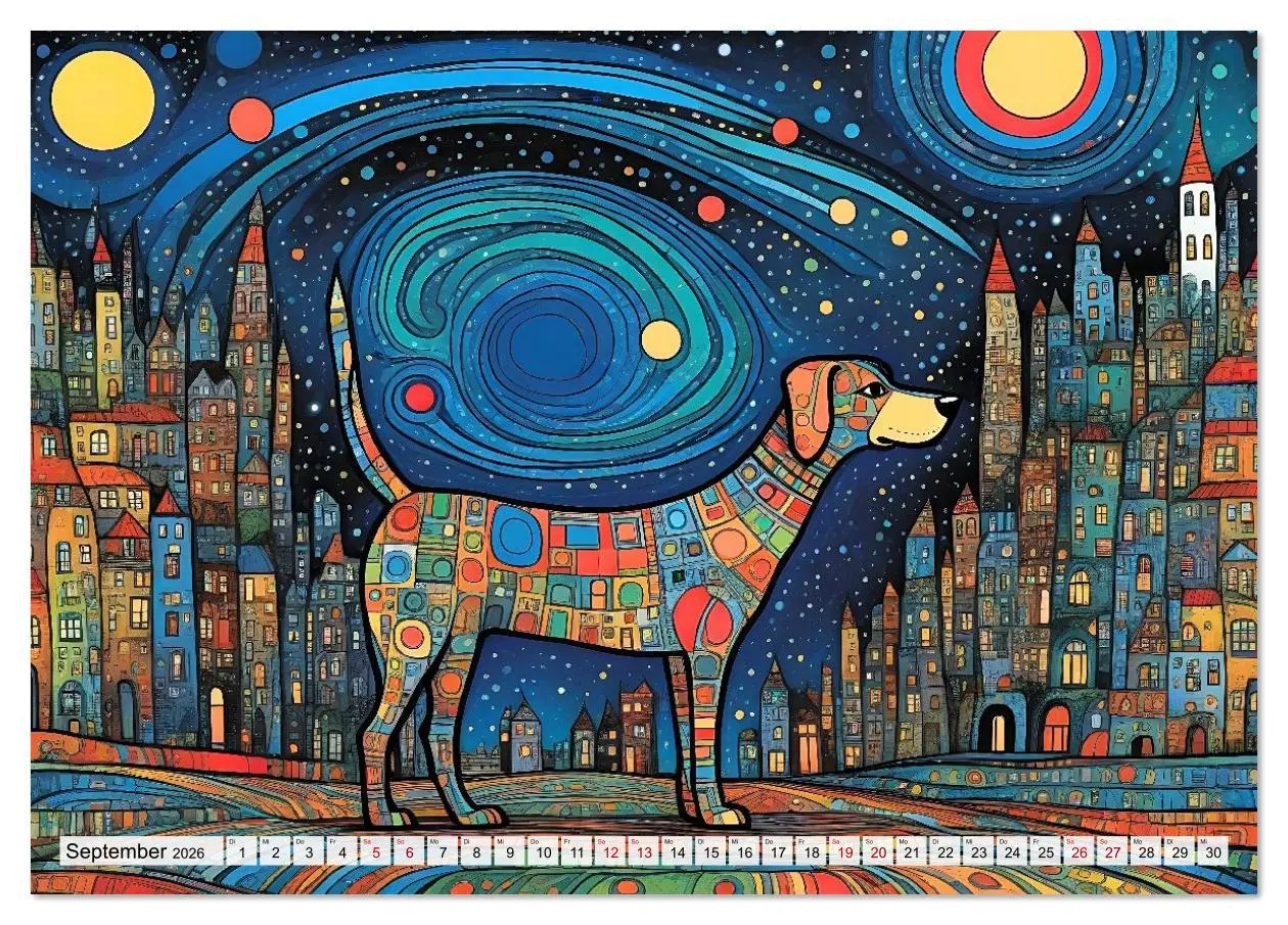 Bild: 9783516642865 | Bunte Hundebande (Tischkalender 2026 DIN A5 quer), CALVENDO...