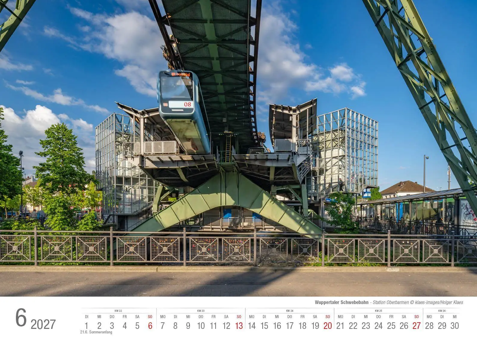 Bild: 9783965352865 | Wuppertaler Schwebebahn 2027 Bildkalender A3 Spiralbindung | Klaes