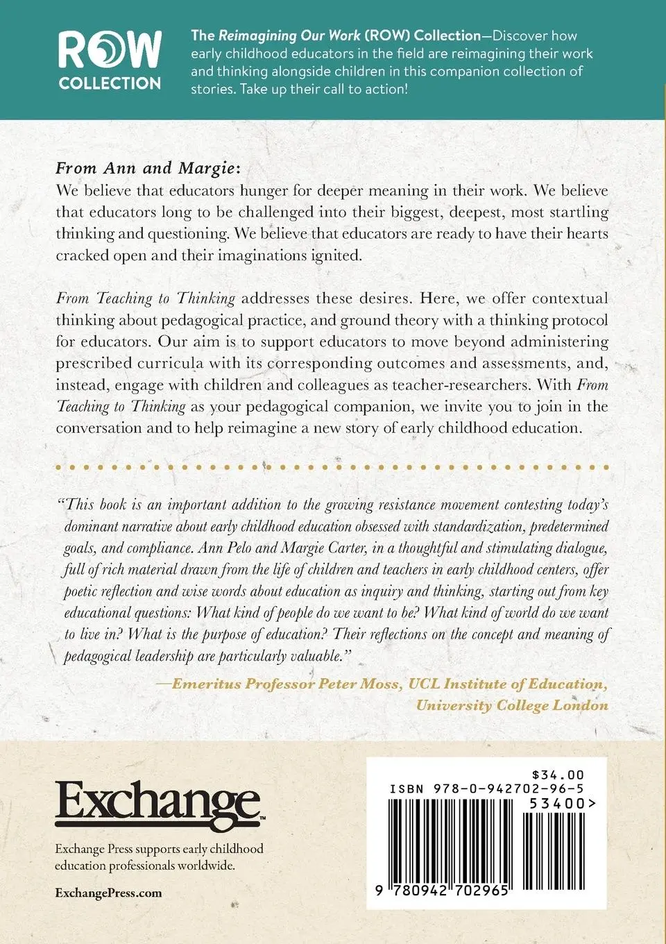 Rückseite: 9780942702965 | From Teaching to Thinking | A Pedagogy for Reimagining Our Work | Buch