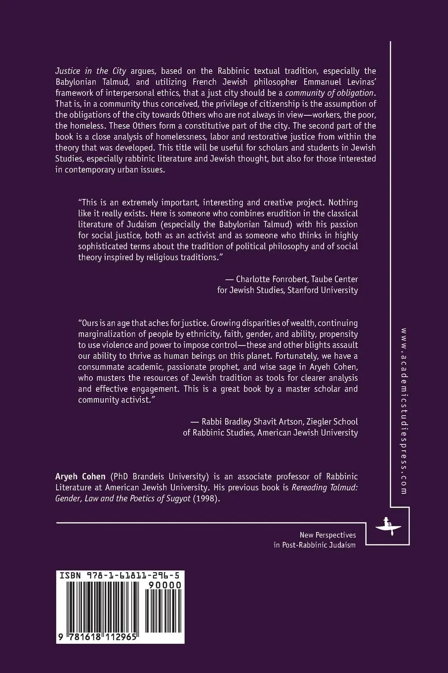 Rückseite: 9781618112965 | Justice in the City | An Argument from the Sources of Rabbinic Judaism
