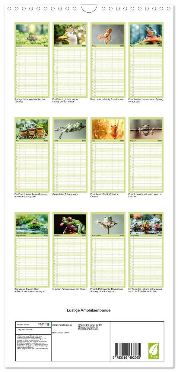 Bild: 9783516492965 | Familienplaner 2026 - Lustige Amphibienbande mit 5 Spalten...