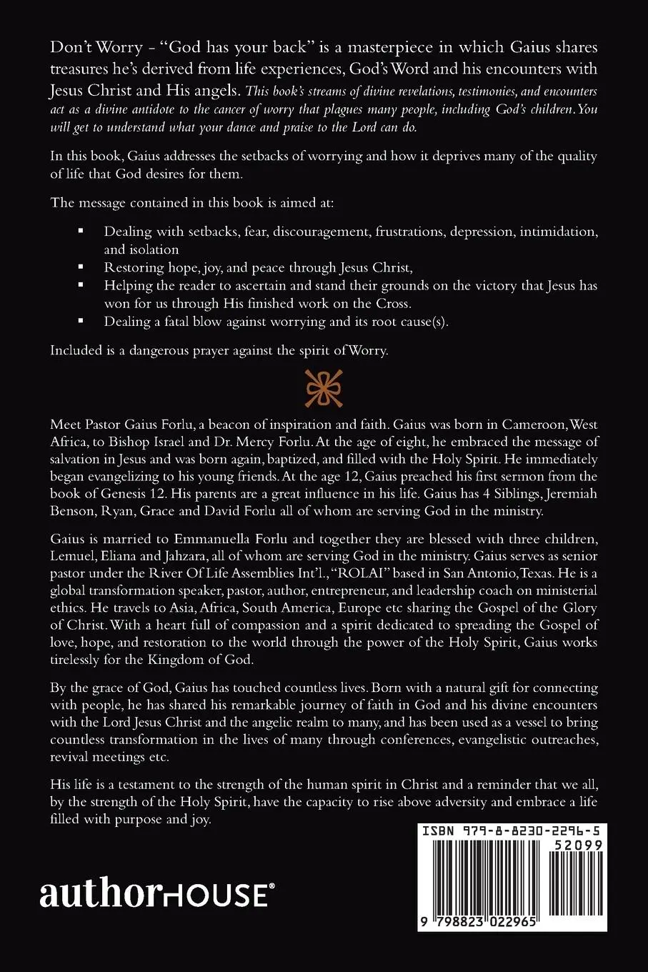 Rückseite: 9798823022965 | DON'T WORRY | Gaius A. Forlu | Taschenbuch | Englisch | 2024