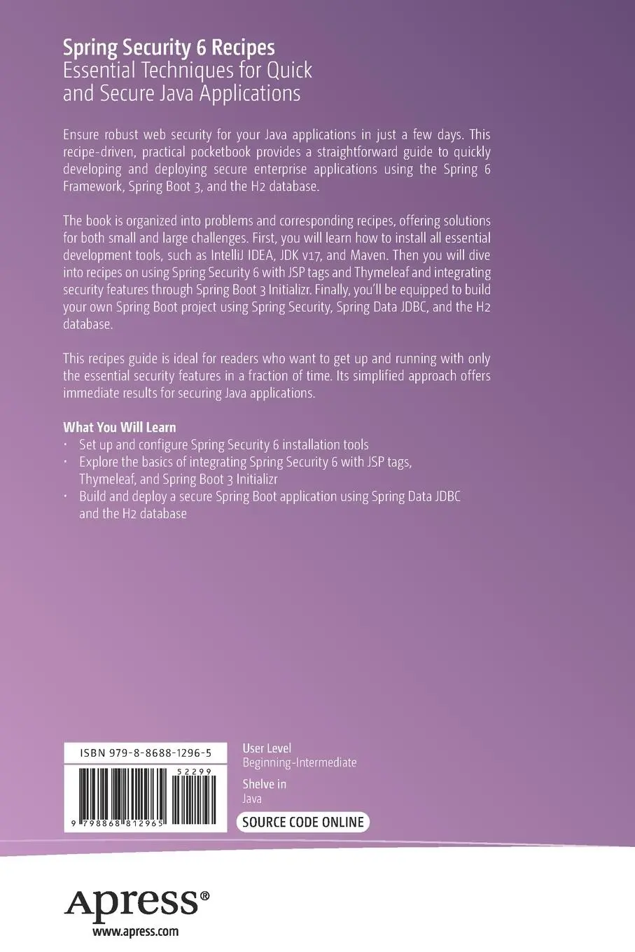 Rückseite: 9798868812965 | Spring Security 6 Recipes | Massimo Nardone | Taschenbuch | xx | 2025