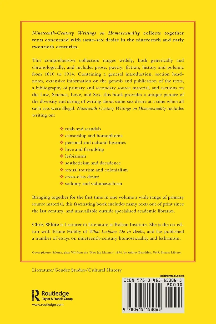 Rückseite: 9780415153065 | Nineteenth-Century Writings on Homosexuality | A Sourcebook | White