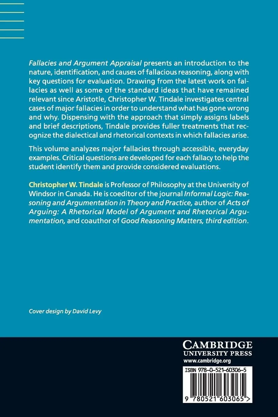 Rückseite: 9780521603065 | Fallacies and Argument Appraisal | Christopher W. Tindale | Buch