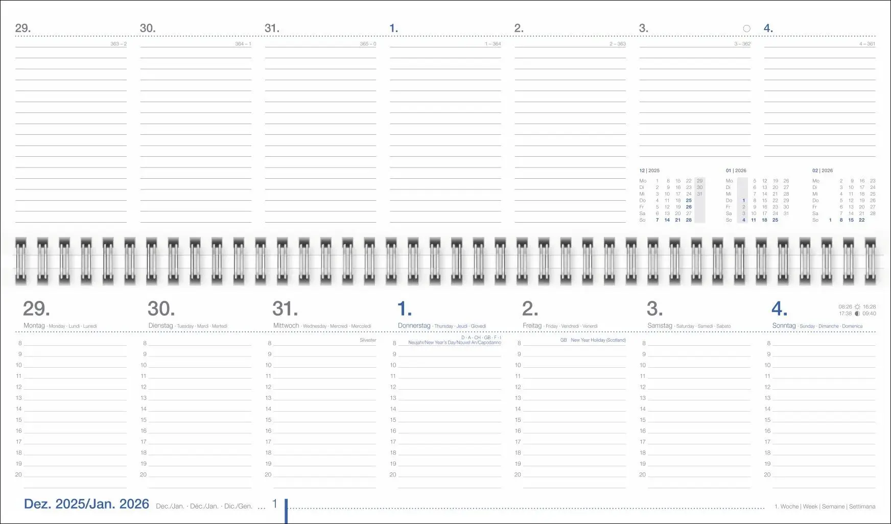 Bild: 9783756413065 | Wochenquerplaner, anthrazit 2026 | Kalender | Bürokalender Heye | 2026