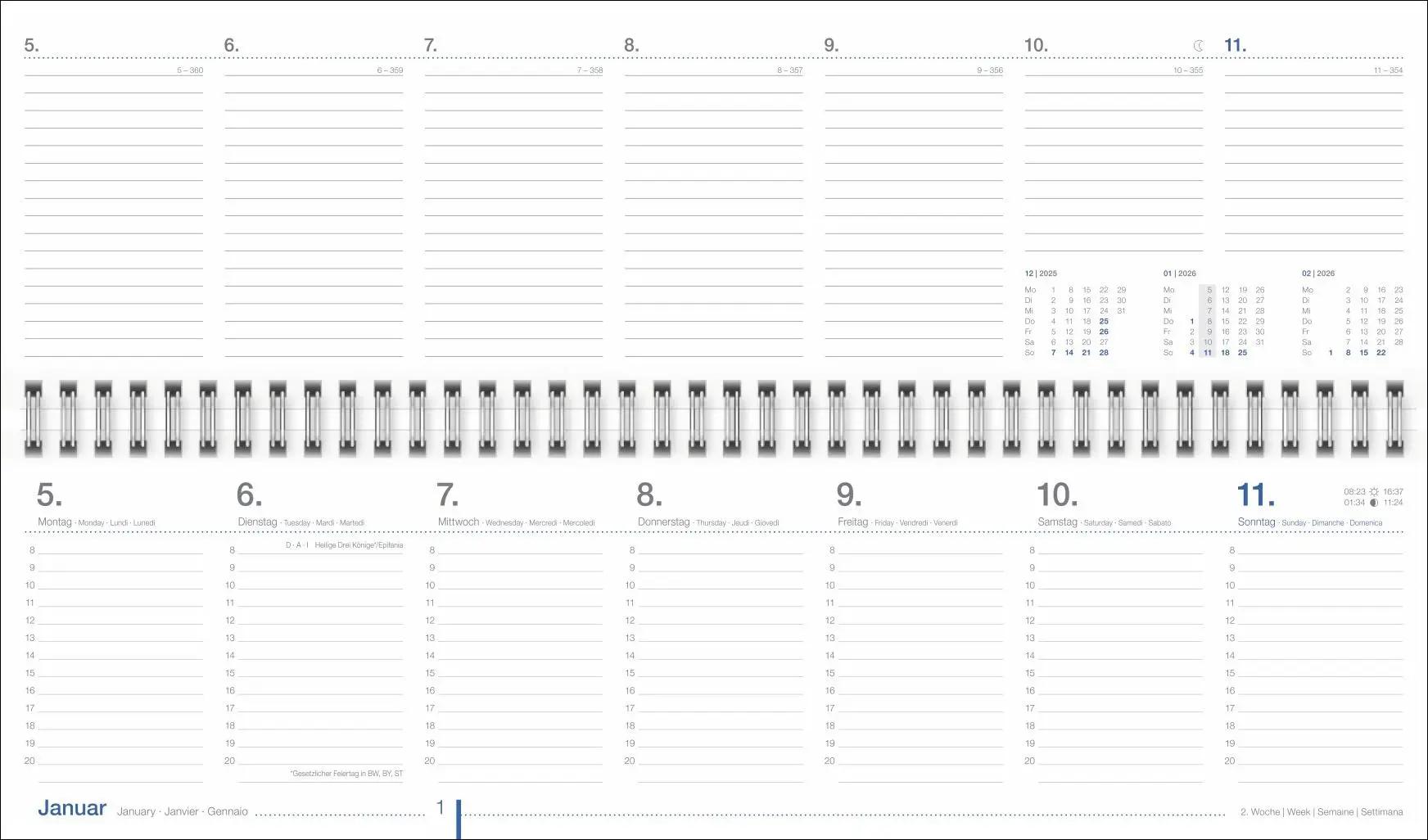 Bild: 9783756413065 | Wochenquerplaner, anthrazit 2026 | Kalender | Bürokalender Heye | 2026