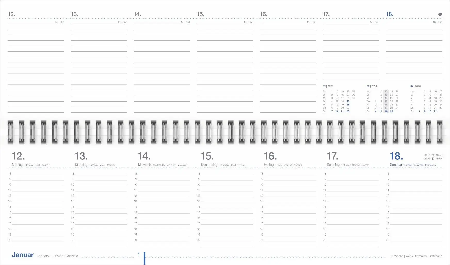 Bild: 9783756413065 | Wochenquerplaner, anthrazit 2026 | Kalender | Bürokalender Heye | 2026