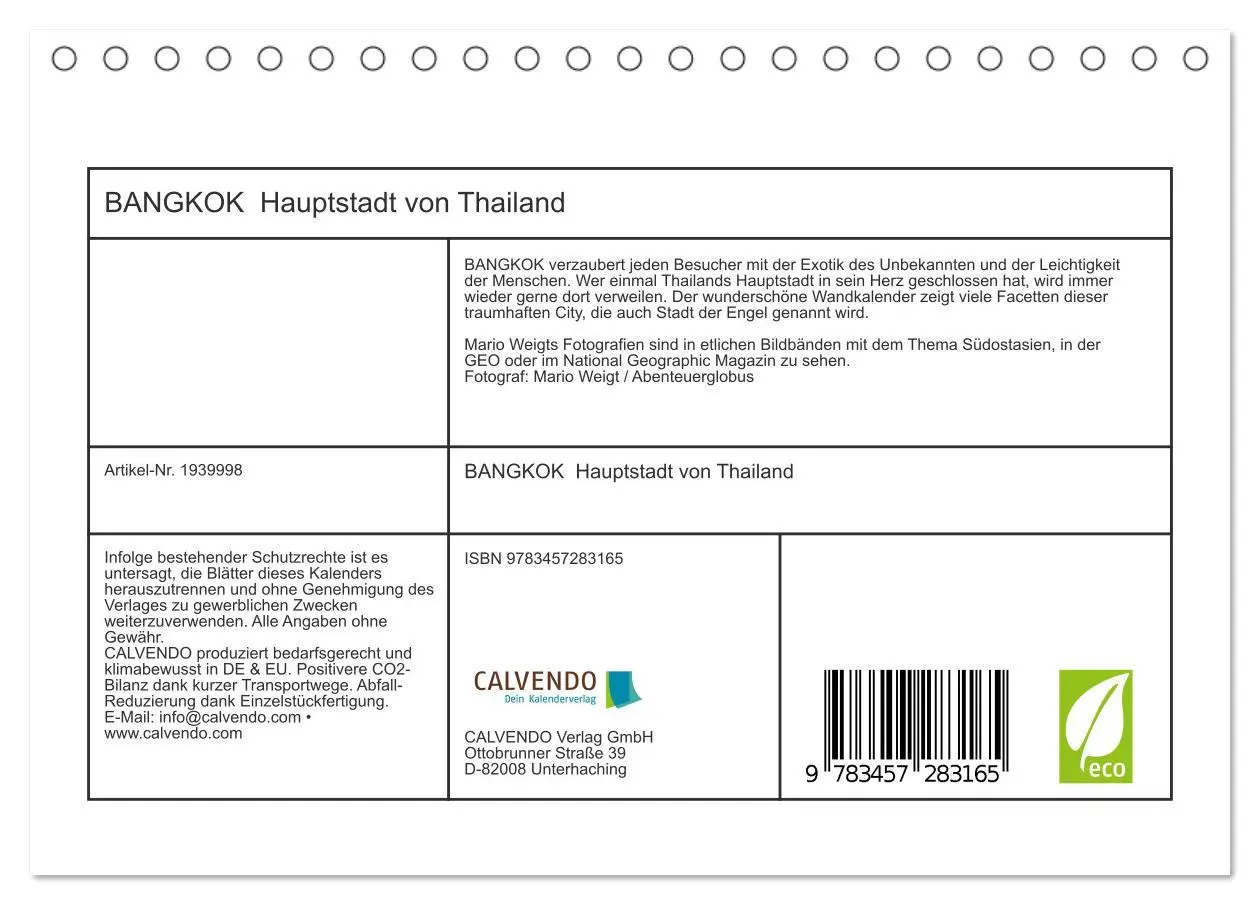 Bild: 9783457283165 | BANGKOK Hauptstadt von Thailand (Tischkalender 2026 DIN A5 quer),...