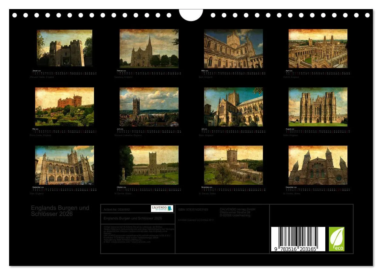 Bild: 9783516203165 | Englands Burgen und Schlösser 2026 (Wandkalender 2026 DIN A4 quer),...