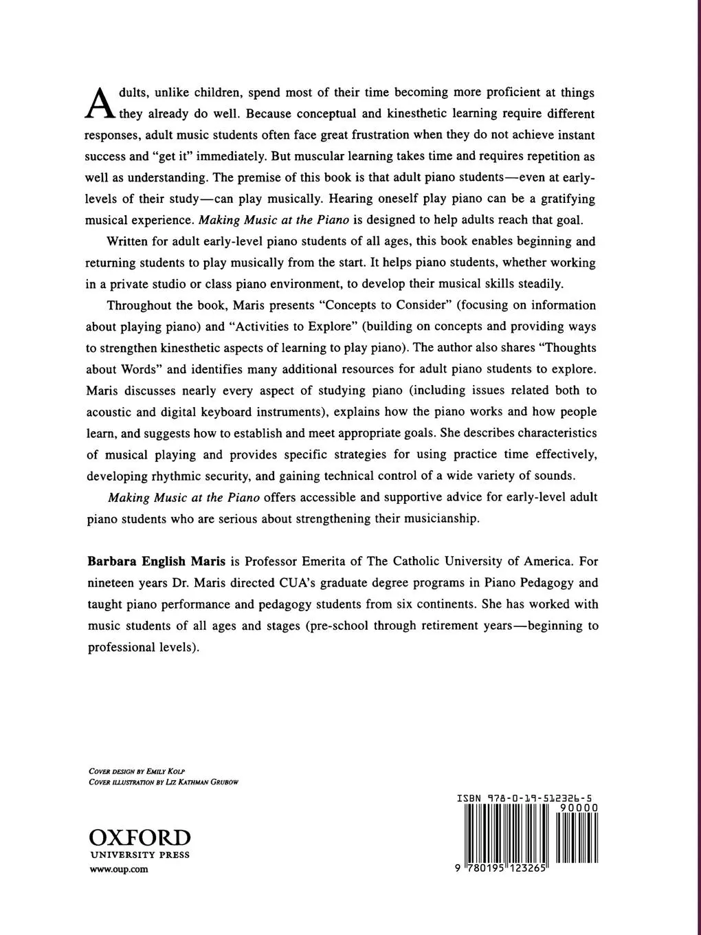 Rückseite: 9780195123265 | Making Music at the Piano | Learning Strategies for Adult Students