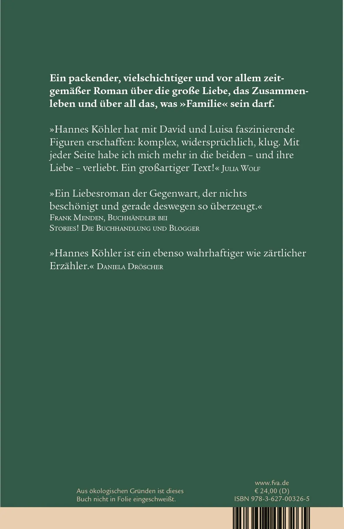 Rückseite: 9783627003265 | Zehn Bilder einer Liebe | Hannes Köhler | Buch | 224 S. | Deutsch