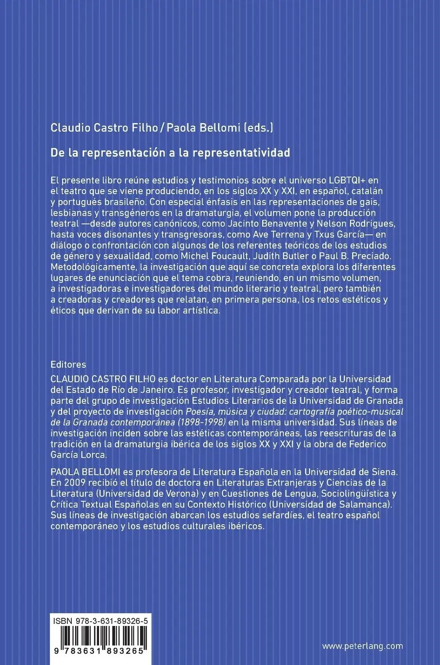 Rückseite: 9783631893265 | De la representación a la representatividad | Filho (u. a.) | Buch