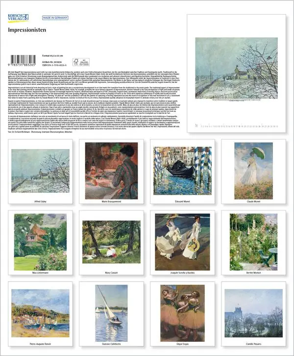 Bild: 9783731883265 | Impressionisten 2026 | Verlag Korsch | Kalender | Spiralbindung | 2026