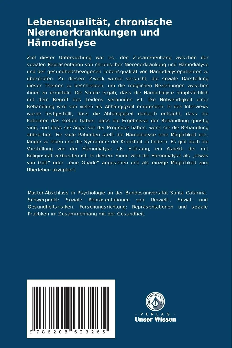 Rückseite: 9786208623265 | Lebensqualität, chronische Nierenerkrankungen und Hämodialyse | Buch