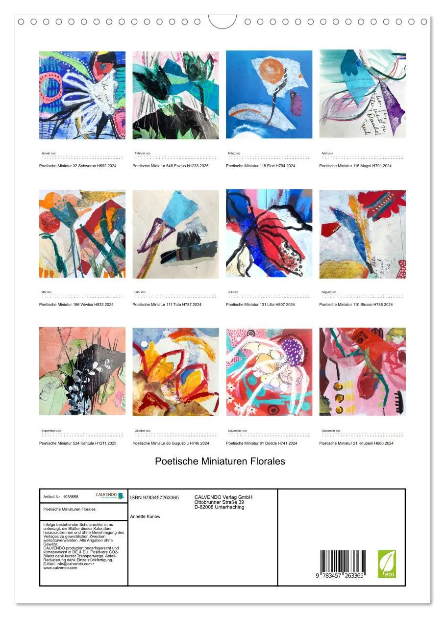 Bild: 9783457263365 | Poetische Miniaturen Florales (Wandkalender 2026 DIN A3 hoch),...