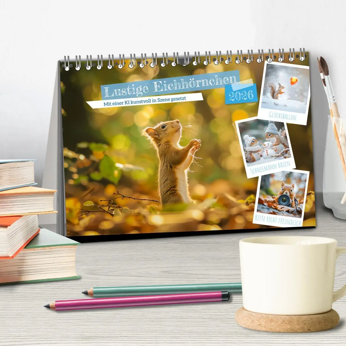 Bild: 9783457403365 | Lustige Eichhörnchen (Tischkalender 2026 DIN A5 quer), CALVENDO...