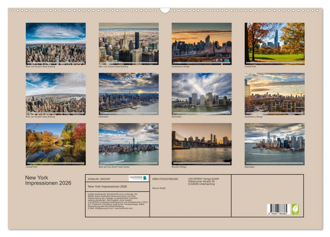 Bild: 9783457883365 | New York Impressionen 2026 (Wandkalender 2026 DIN A2 quer),...