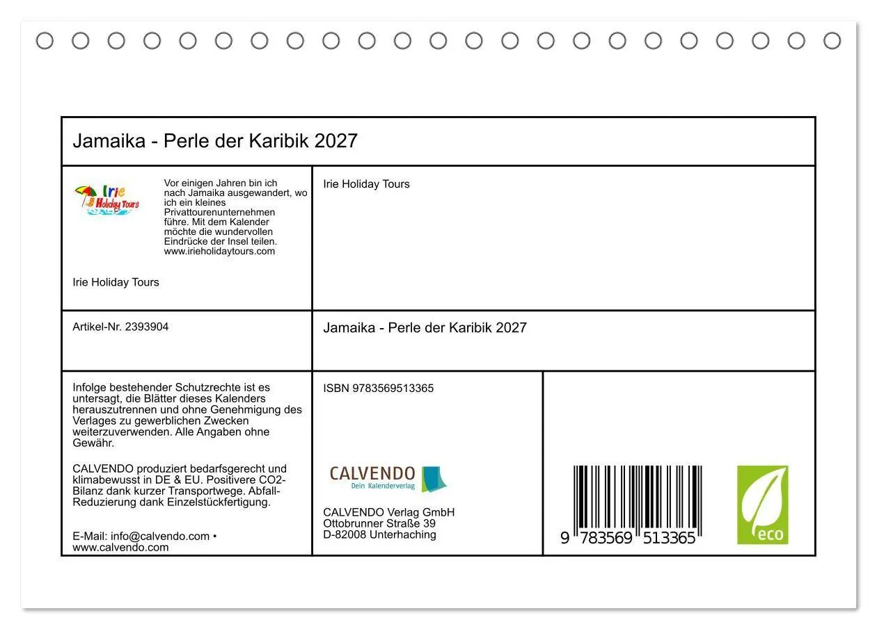 Bild: 9783569513365 | Jamaika - Perle der Karibik 2027 (Tischkalender 2027 DIN A5 quer),...