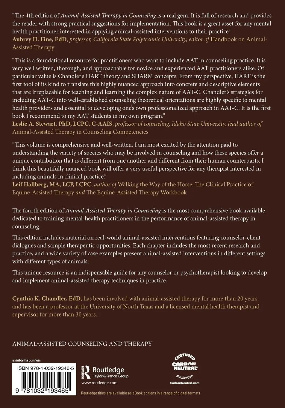 Rückseite: 9781032193465 | Animal-Assisted Therapy in Counseling | Cynthia K. Chandler | Buch