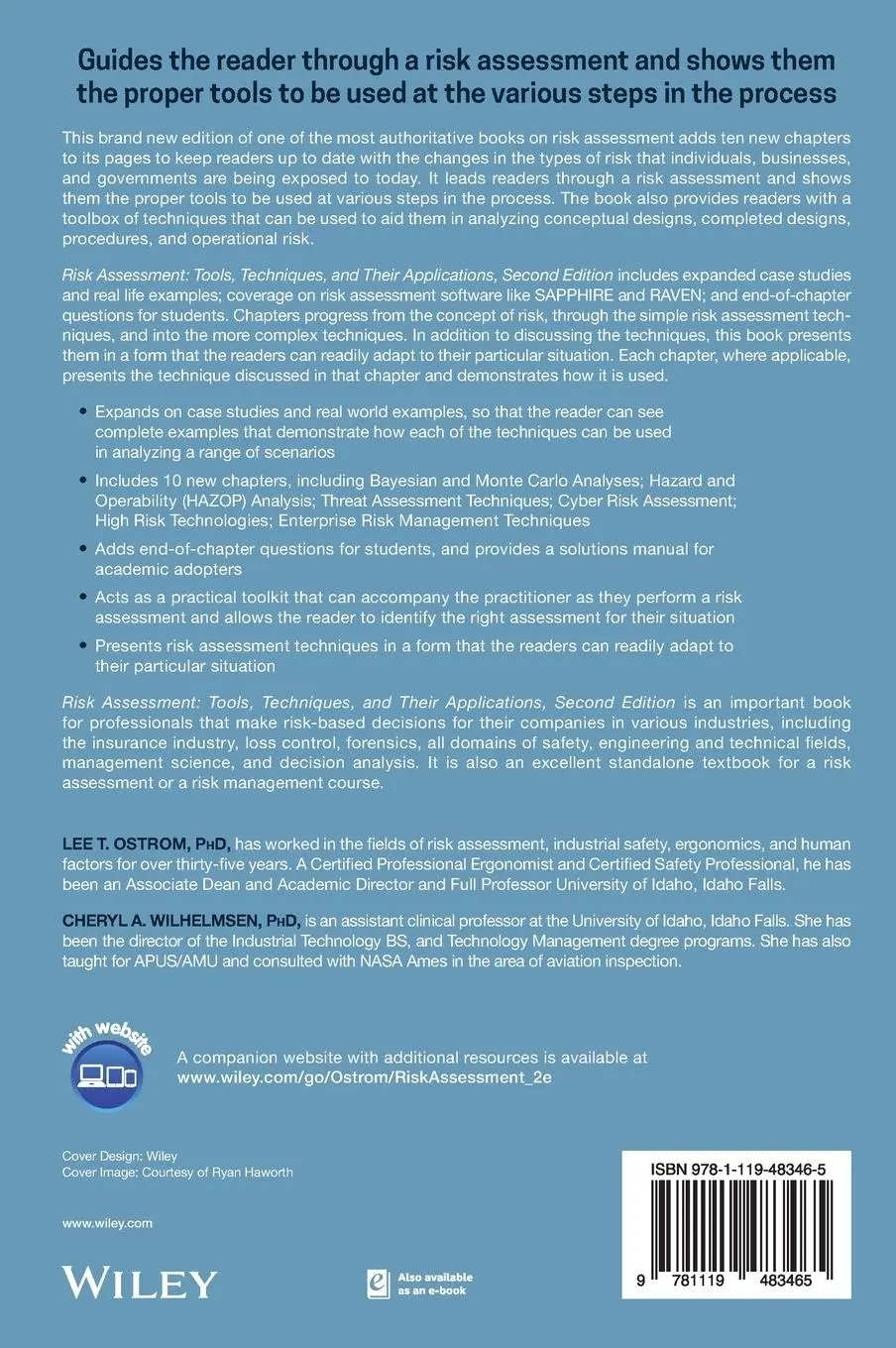 Rückseite: 9781119483465 | Risk Assessment | Tools, Techniques, and Their Applications | Buch