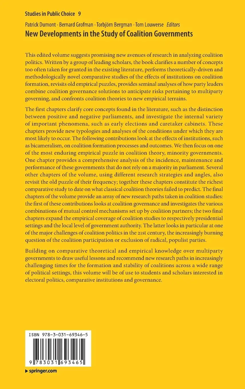 Rückseite: 9783031693465 | New Developments in the Study of Coalition Governments | Buch | xii