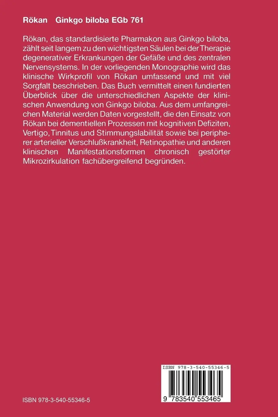 Rückseite: 9783540553465 | Rökan Ginkgo biloba EGb 761 | Diethard Müller (u. a.) | Taschenbuch