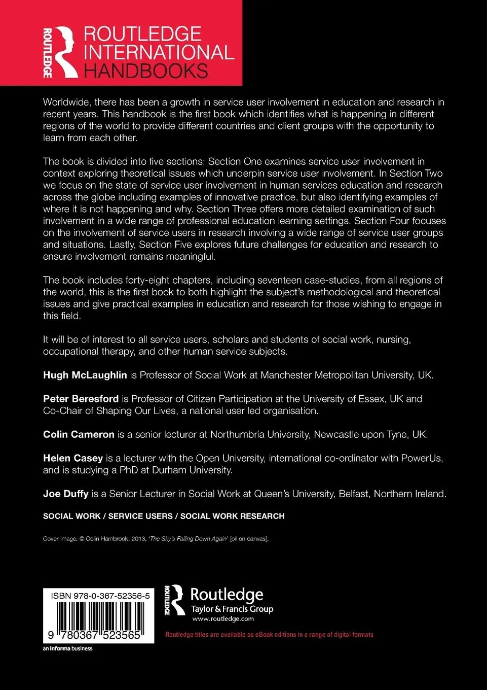 Rückseite: 9780367523565 | The Routledge Handbook of Service User Involvement in Human...