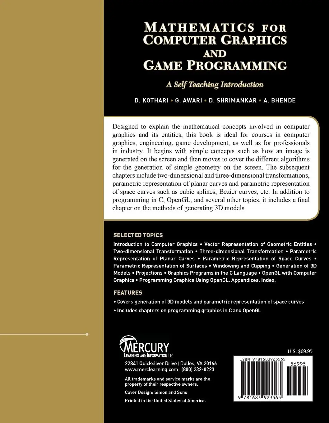 Rückseite: 9781683923565 | Mathematics for Computer Graphics and Game Programming | Taschenbuch