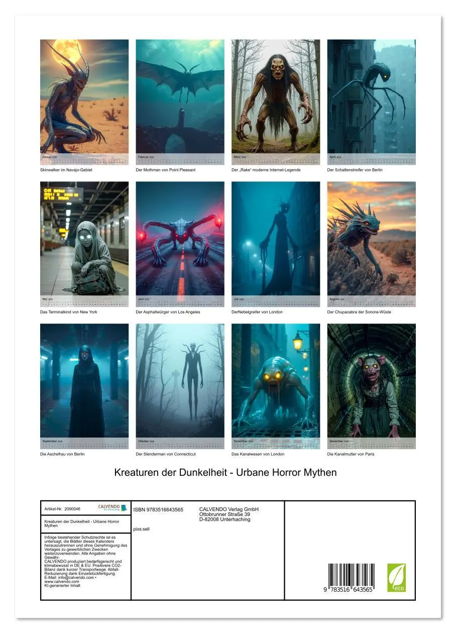 Bild: 9783516643565 | Kreaturen der Dunkelheit - Urbane Horror Mythen (Wandkalender 2026...